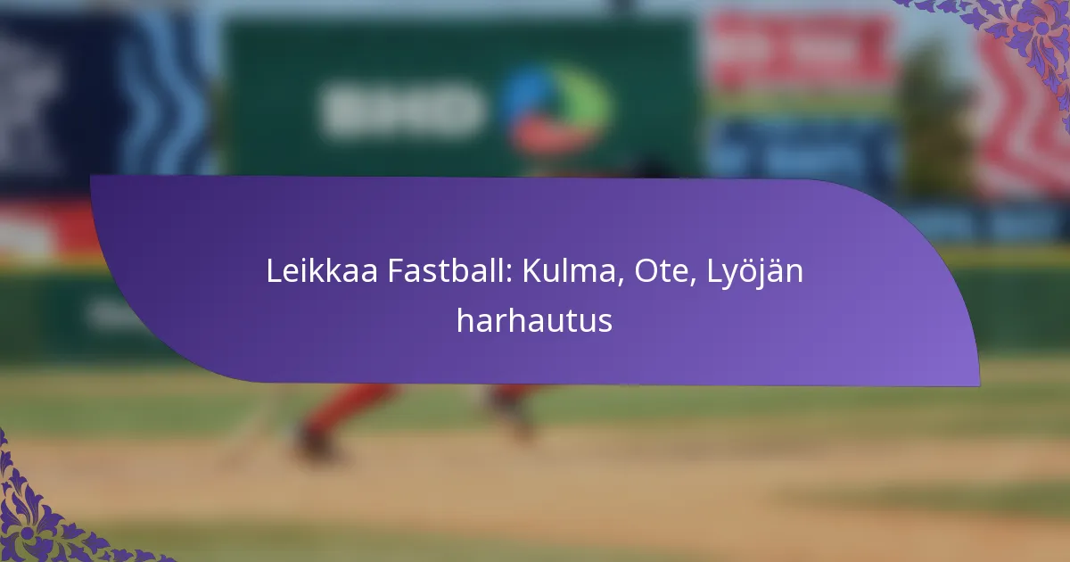 Leikkaa Fastball: Kulma, Ote, Lyöjän harhautus