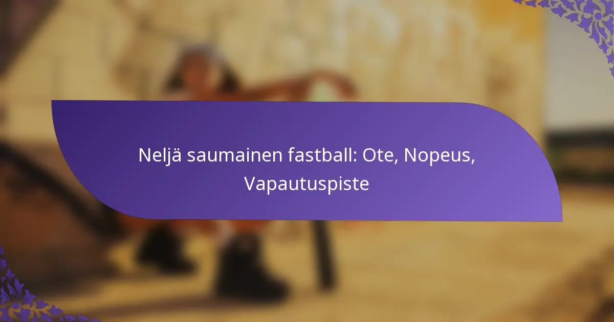 Neljä saumainen fastball: Ote, Nopeus, Vapautuspiste