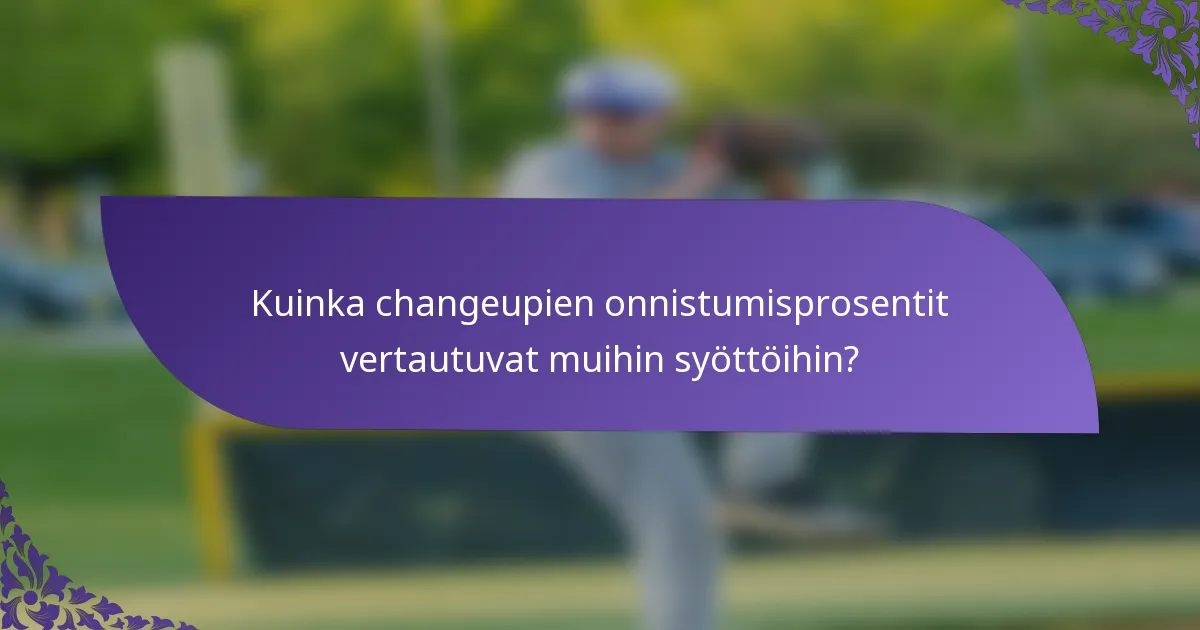 Kuinka changeupien onnistumisprosentit vertautuvat muihin syöttöihin?
